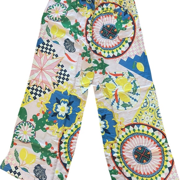 Anthropologie Wide Leg Multicolor Pants Vibrant Abstract Design - Picture 9 of 10